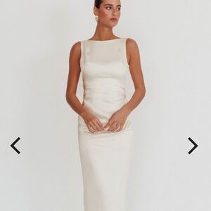 Selfie Leslie Leila Boat Neck Midi Dress Ivory